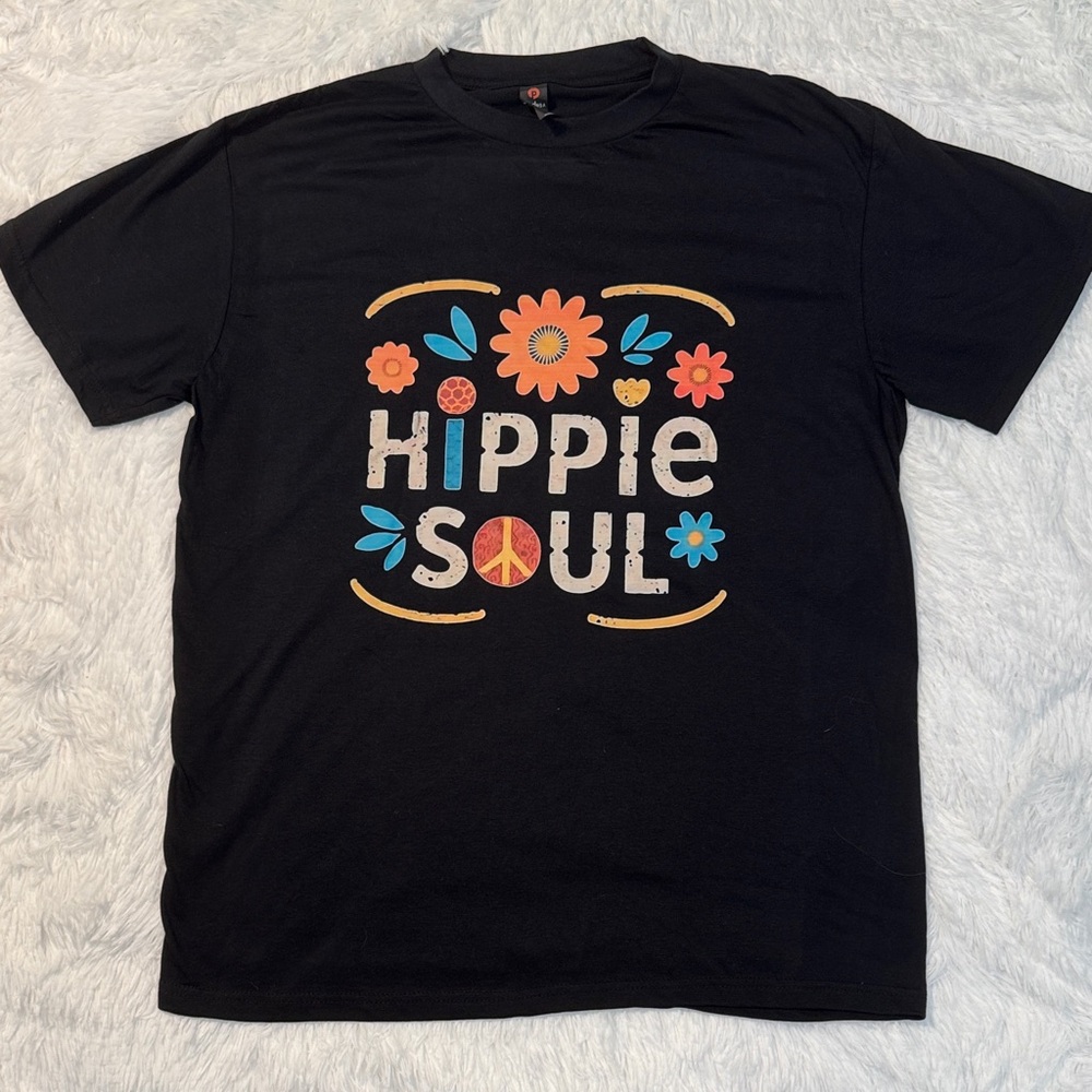 NWOT, Floral Graphic Black Tee